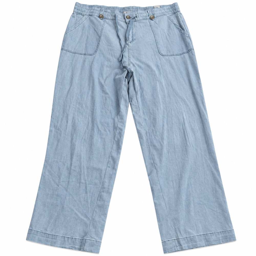 Torrid First at Fits Pants Womens 22 Light Blue Chambray Pull On Coastal Chic
